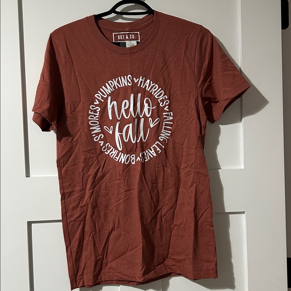 Hello Fall Graphic Tee in Clay